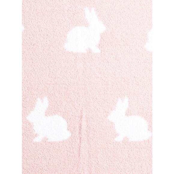 The Farmhouse Easter Bunny Oversized Throw Blanket Pink & White Reversible New - Picture 1 of 2